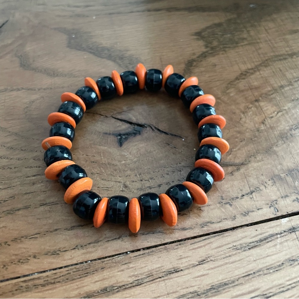 Black and Orange Stretchy Bracelet
